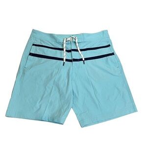 NWOT Old Navy Men’s Large Turquoise Blue Stripe Swim Trunks Board Shorts New